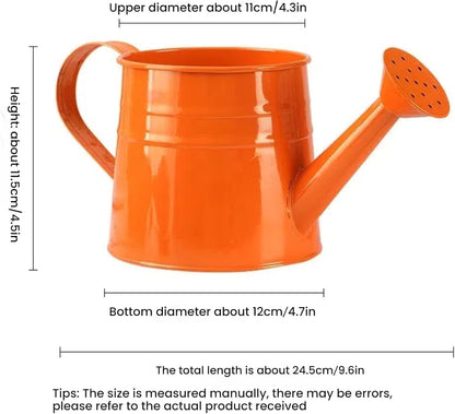 Metal Watering Can, 0.26 Gallon Sprinkling Can Plant Watering Can for Outdoor Indoor Plants, Watering Cans Gardening Tool Accessories, Galvanized Steel Watering Cans for Flowers (Orange)