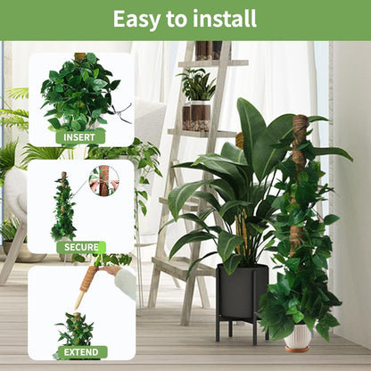 Moss Pole Monstera Plant Support: 4 Pack 16 inch Stackable Coco Coir Moss Totem Stake Tall Plants Rod Stand Grow Stick Moss Holder for House Live Plant,Indoor Climbing Potted,Vine,Pothos,Philodendron