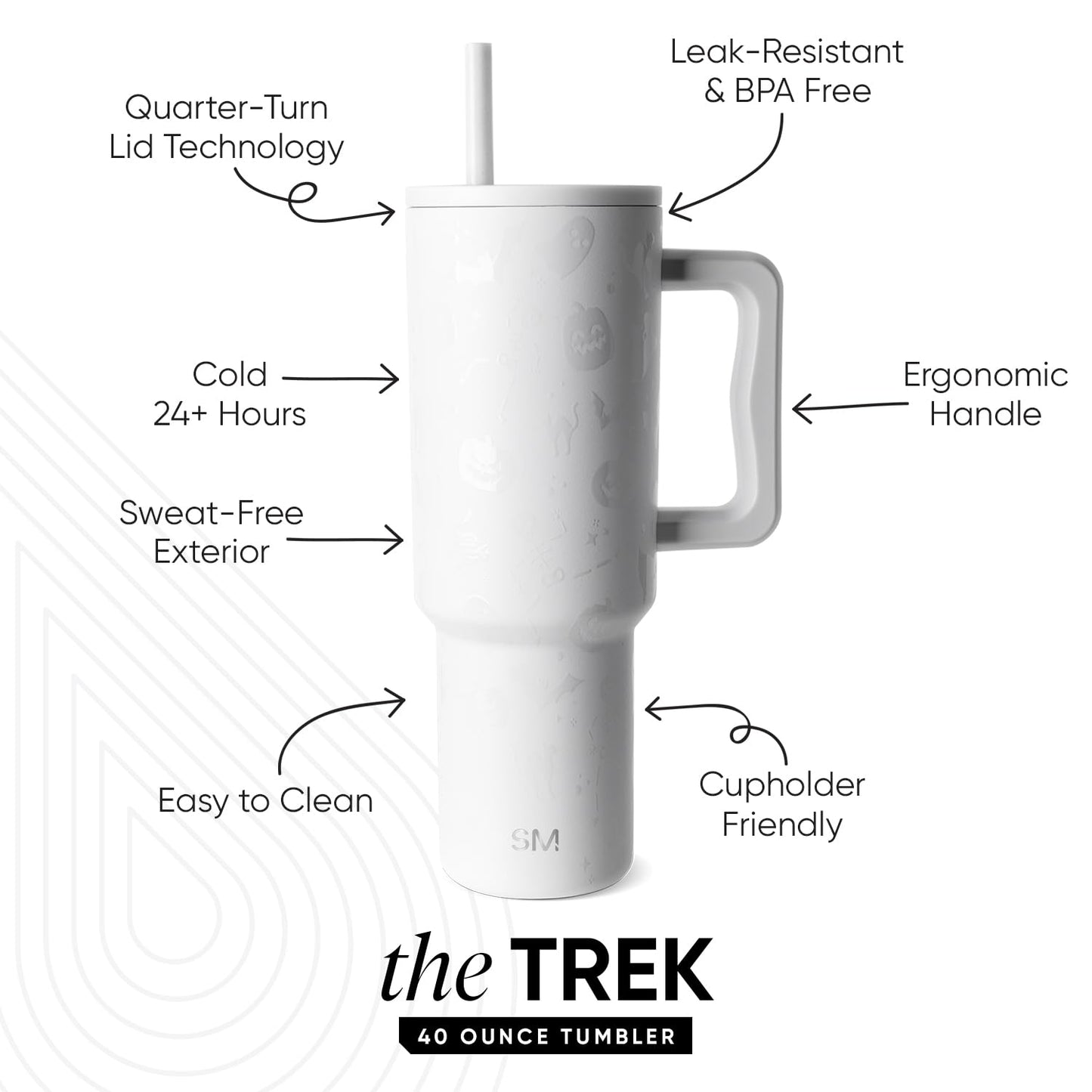 Simple Modern Halloween 40 oz Trek Tumbler with Handle and Straw Lid | Cup Holder Friendly Insulated Stainless Steel Travel Mug | Spooky Mix