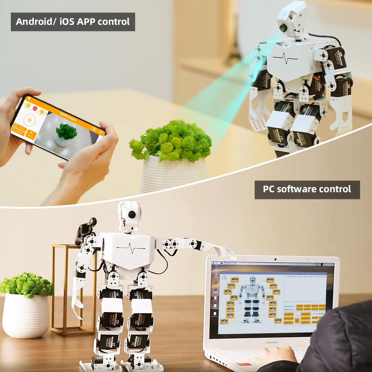 HIWONDER Humanoid Robot with ChatGPT Multimodal AI Models AI Embodied Intelligent Vision Scene Voice Understanding 18DOF Educational Robot Kit Python Programming, TonyPi Standard & RaspberryPi 5 8GB