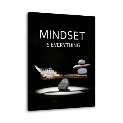 YSPCSUN Inspirational Office Decor Wall Art Mindset Is Everything Canvas Prints Zen Stones Balance Painting Motivational Posters For Bedroom Therapy Room Workspace Ready To Hang 24x18 Inch