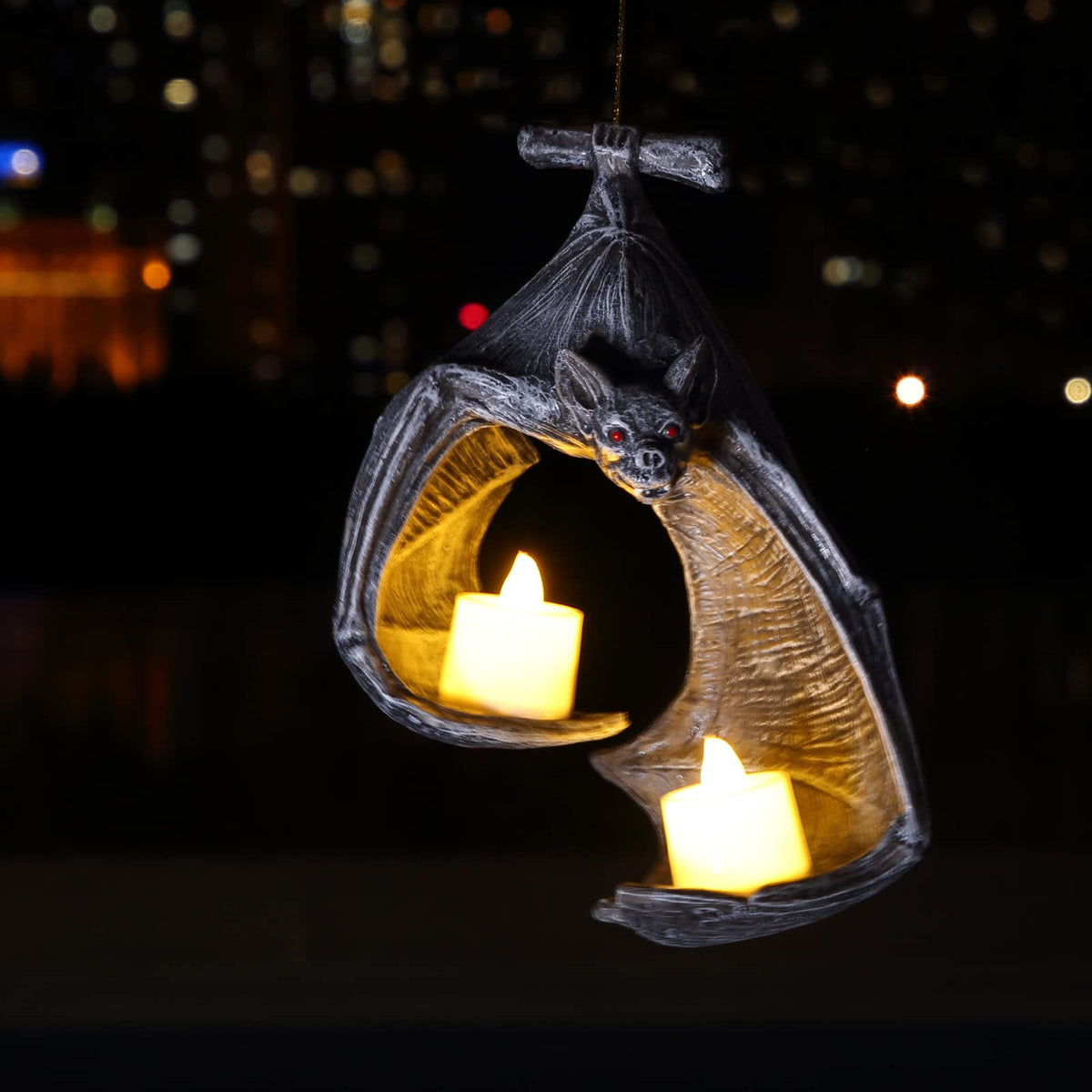Bat Wall Tealight Holder,Halloween Bat Candle Decorations Gothic Bat Wall Sconce Candle Holder with Candles,Halloween Candlestick Hanging Decoration