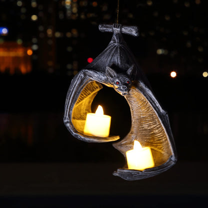 Bat Wall Tealight Holder,Halloween Bat Candle Decorations Gothic Bat Wall Sconce Candle Holder with Candles,Halloween Candlestick Hanging Decoration