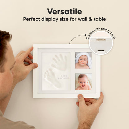 Baby Hand and Footprint Kit - Quick Dry Clay Baby Footprint Kit, Newborn Keepsake, Nursery Picture Frame for Boys, Girls, Personalized Gifts for Shower & Registry, New Mom Gift (Alpine White)