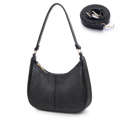Hobo Bags for Women - Soft Leather Womens Crossbody Purse Shoulder Bags with Adjustable Strap (Black)