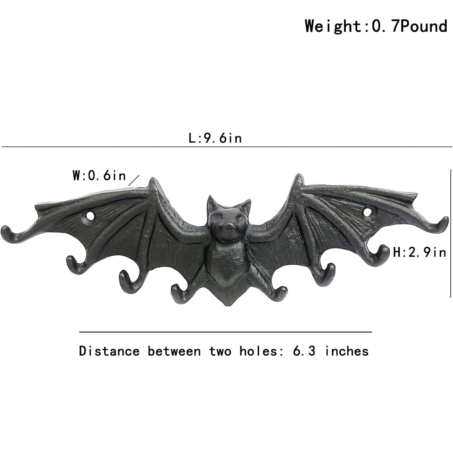 Womeet Coat Hooks Wall Mounted, Rustic Bat Key Hook Holder, Heavy Duty Decorative Black Wall Hooks for Mudroom, Towels, Hat Rack, Purse Hooks, Cast Iron Decorative ‎Antique Black Hooks