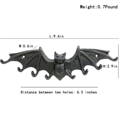Womeet Coat Hooks Wall Mounted, Rustic Bat Key Hook Holder, Heavy Duty Decorative Black Wall Hooks for Mudroom, Towels, Hat Rack, Purse Hooks, Cast Iron Decorative ‎Antique Black Hooks