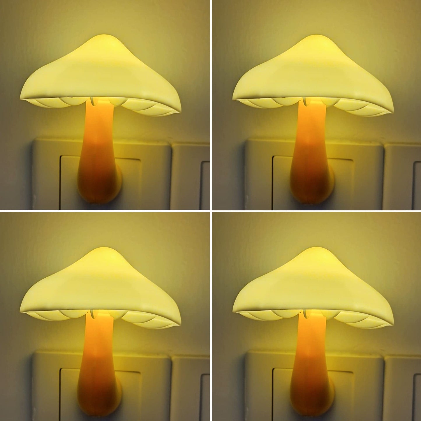 AUSAYE Sensor LED Night Light Plug in Wall Lamp, Energy Saving NightLight Cute Mushroom Night Lights for Adults Kids Bedroom,Bathroom,Toilet, Stairs, Kitchen,Hallway Corridor Warm White