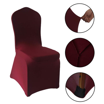 WELMATCH Burgundy Stretch Spandex Chair Covers - 12 pcs Wedding Party Dining Scuba Elastic Chair Covers (Burgundy, 12)