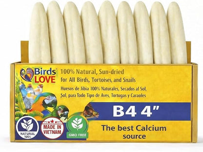 Birds LOVE 3.5-4″ Cuttlebones for Birds – 100% Natural Sun-Dried Calcium Carbonate Mineral Supplement – for Parakeets, Budgies, Cockatiels, Finches & Canaries – 4 lb with Holder – Made in Vietnam