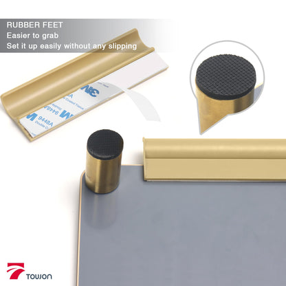 Gold Metallic Glossy Mirror Small White Board with Nail Support, Mini Desktop Glass Whiteboard, Desk White Board Dry Erase with Accessories, Stenography Artifact for Office Homeschooling Décor, 8x6''