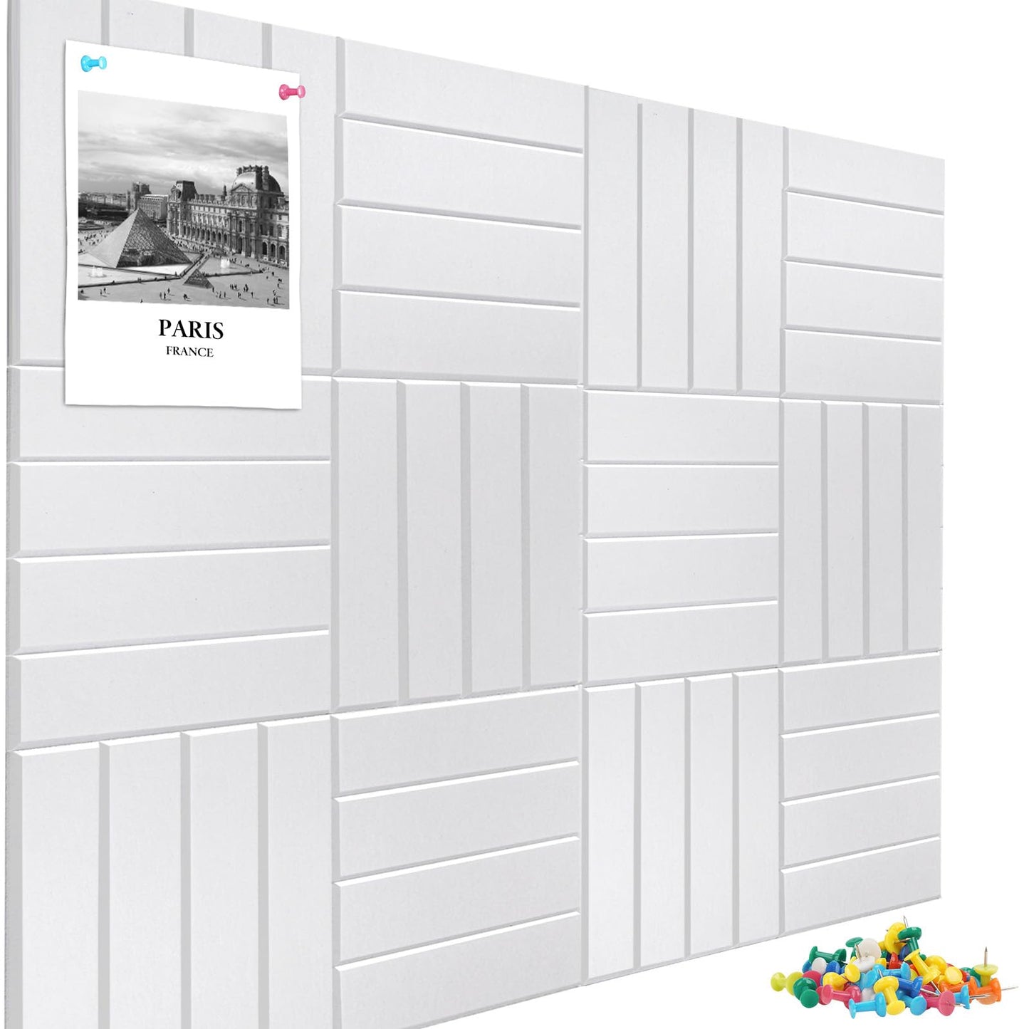 Large Cork Board Alternative 48" X 36" Bulletin Board - 12 Pack Removable Felt Wall Tiles, Cork Wall Tiles Bulletin Board Home Office Essentials - Warm White