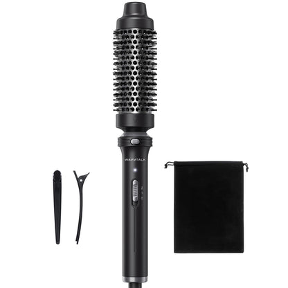 Wavytalk Thermal Brush, 1 1/2 inch Heated Round Brush with Detachable Head, Velvet Pouch and Dual Voltage for Travel, Easy to Create Blowout Look, Rose Gold