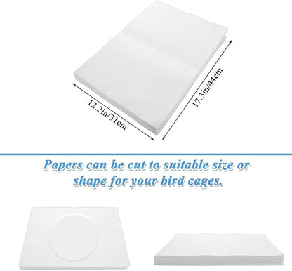 200 Pack Bird Cage Liner Papers, 17x12 Inch Non-Woven Bird Cage Liners Disposable Cage Paper Liners, Precut Absorbent Cushion Pad Mat Accessories for Pet Bird Parrot