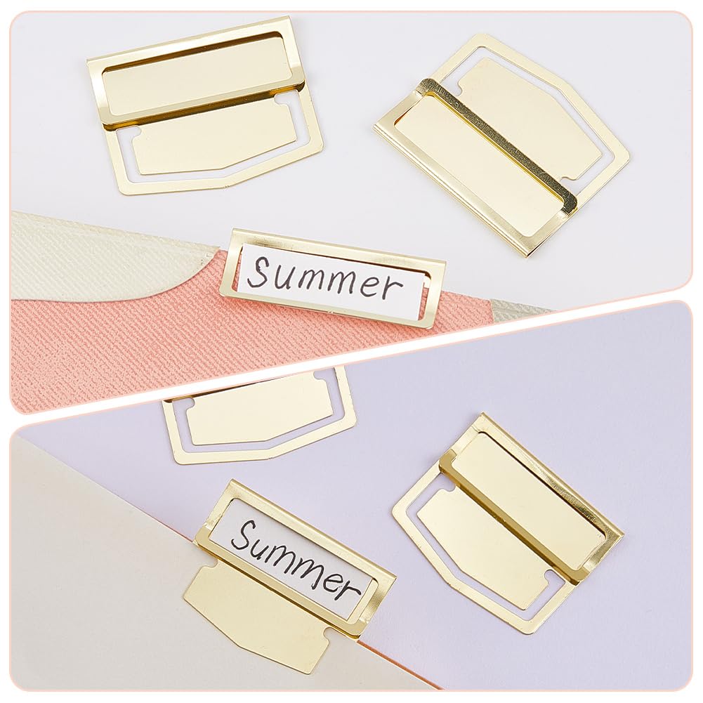 CRASPIRE 14Pcs Metal Bookmark Page Clip Index Clips 1.1 x 1.4 Inch Golden Stainless Steel Retro Book Page Line Markers Label Planner Clamps Accessories for Reading Notebook Office School Supplies