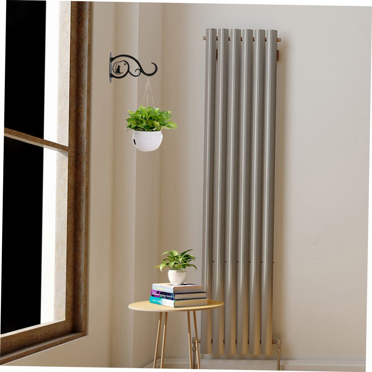 SEWOART 2pcs Wrought Iron Flower Stand Hook Wall Plant Hook Shelf Holders Planter Holder Rustic Decor Metal Balusters Plant Wall Bracket Mount Planter Fence Decor Lantern Hanging