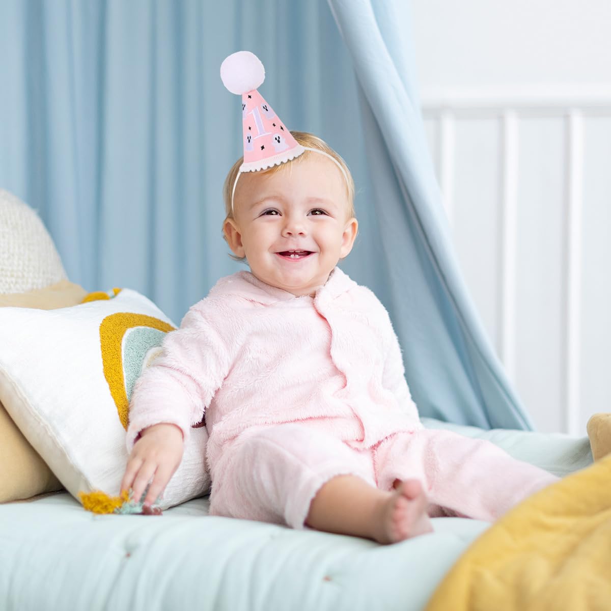 Kaniwati Spooky One First Birthday Hat - Pink Ghost 1st Birthday Hat, Halloween Horror 1st Party Decorations, First Photo Prop