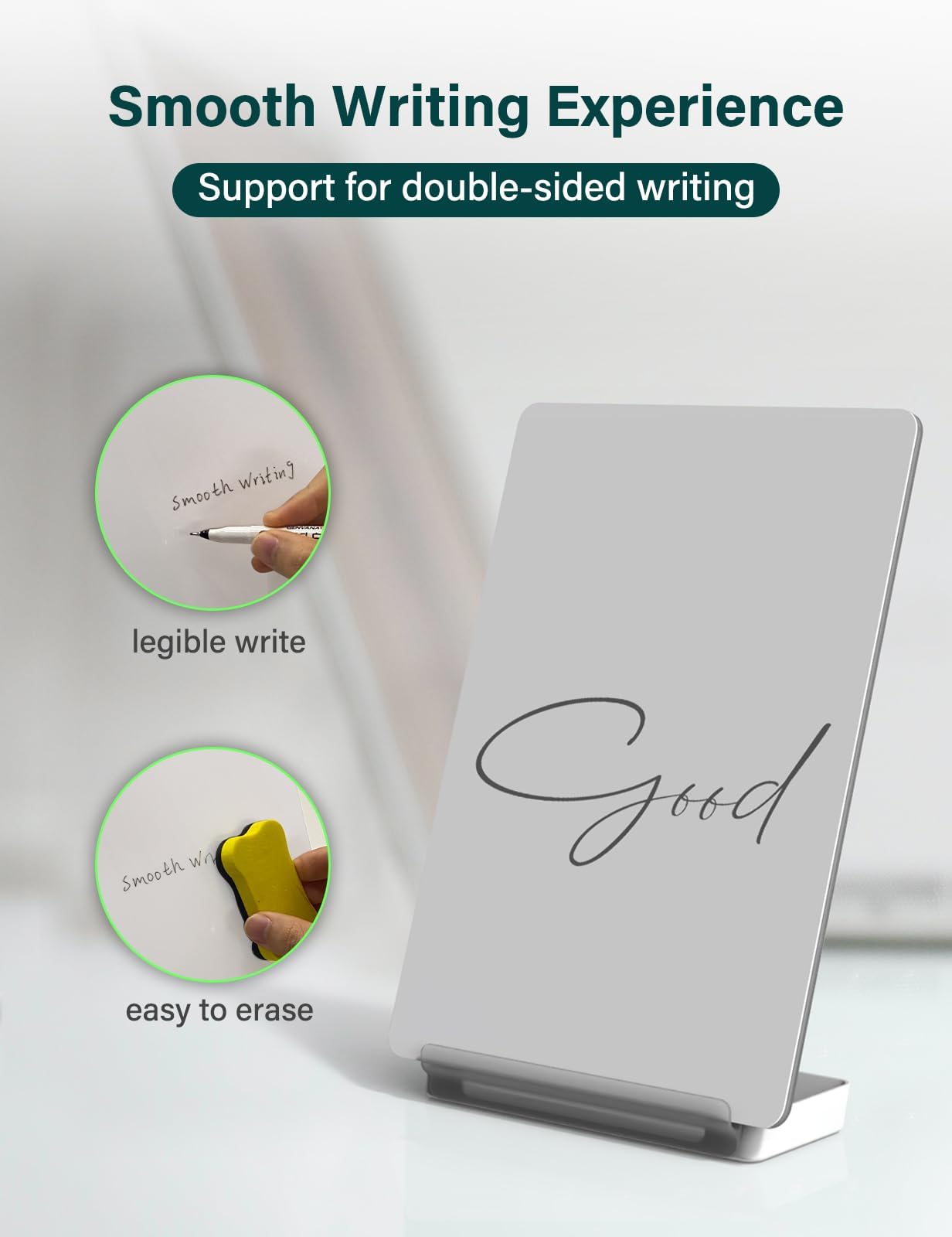 Yagee Desktop Whiteboard with Storage, Dry Erase Board with Phone & Tablet Stand, to-do List Memo, Double-Sided Writing Board for Office and School Supplies, 9.5''×6.7'', Marker＆Duster Included