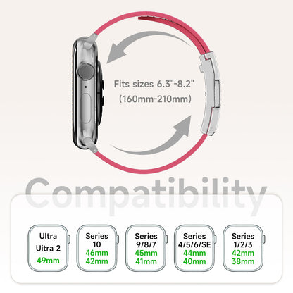 Leather Band Compatible with Apple Watch 49mm46mm45mm44mm42mm41mm 40mm38mm,Stylish Magnetic H Buckle Strap for iWatch Ultra 2/1/SE/Series 10/9/8/7/6/5/4/3/2/1 Women Men (Pink Band+Silver H Buckle, 38mm40mm41mm42mm)