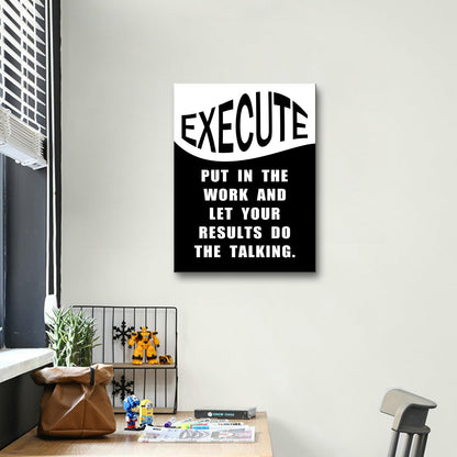 Motivational Canvas Wall Art Execute Entrepreneur Quotes Poster Print Inspirational Pictures Painting for Office Class Room School Wall Decoration Stretched and Framed [18''Wx24''H]