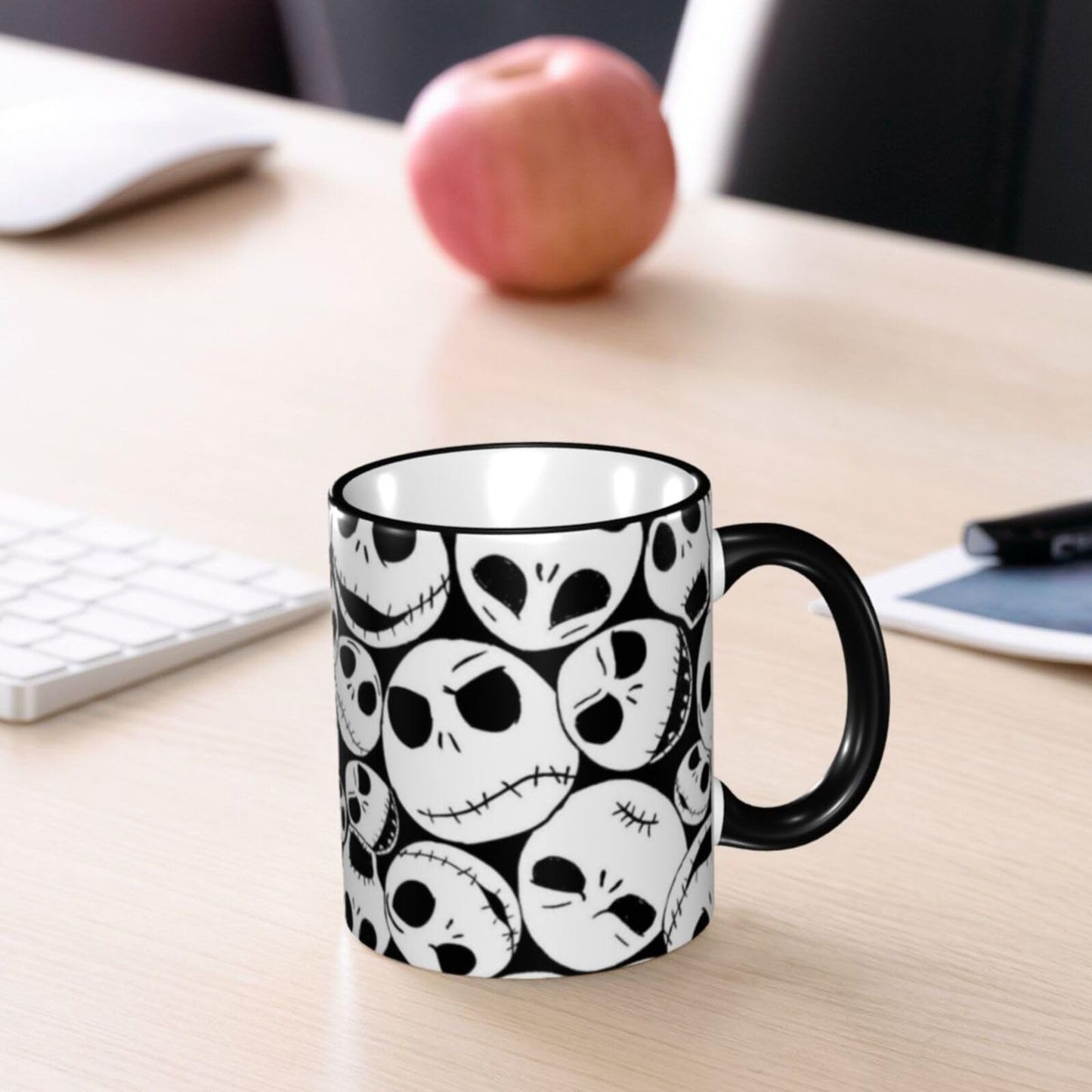 GUCGUSY Halloween Skull Ceramic Coffee Mugs 11oz with Handle, Funny Tea Cup for Women Men, Ideal Gift for Home Office Daily Use