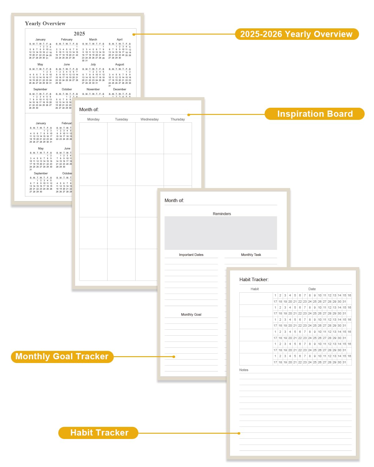 Academic Planner for 2026-2027 or Anytime – 5.8" x 8.5" Undated Weekly Student Planner For Homeschool, High School, College & Nursing Students, 200 Pages, Beige