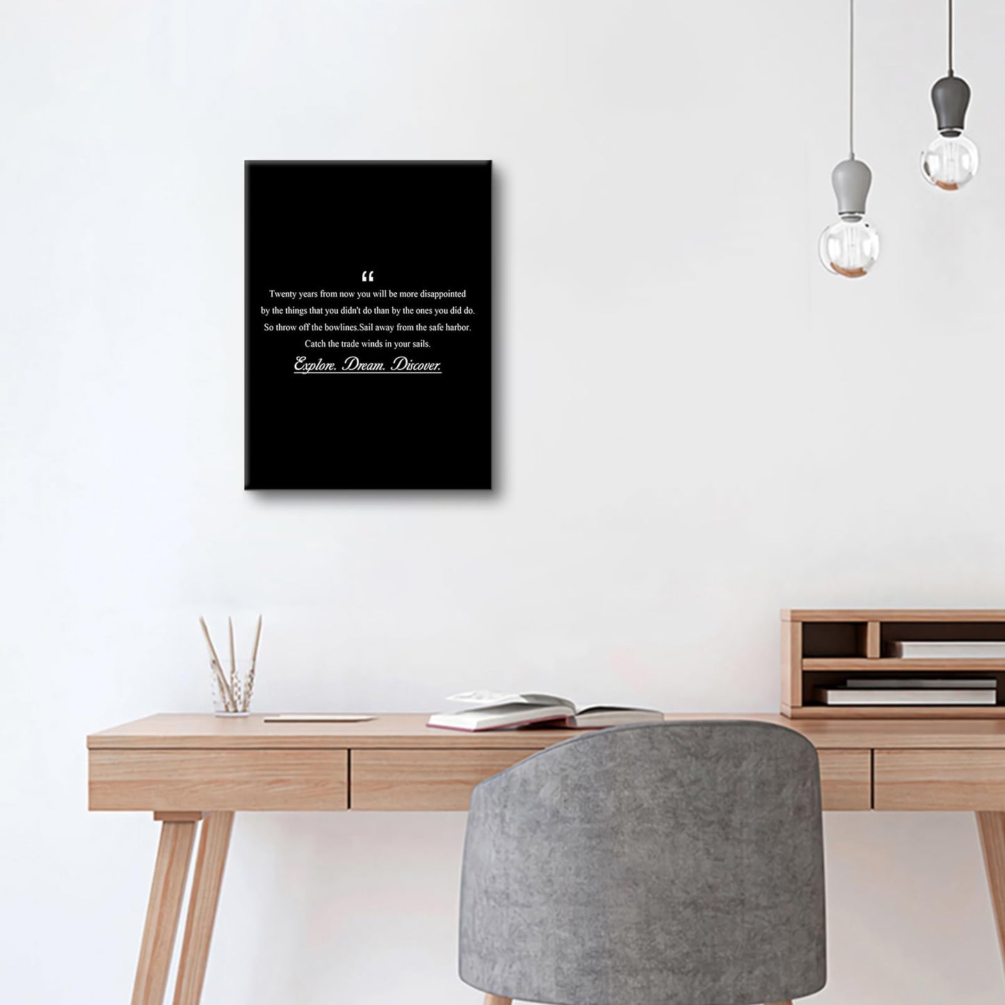 Motivational Canvas Wall Art Explore Dream Discover Entrepreneur Quotes Poster Print Inspirational Pictures Painting for Office Class Room School Wall Decoration Stretched and Framed [18''Wx24''H]
