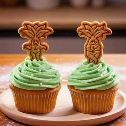 BAKERLOGY Roots of Magic Mini Cookie Cutter & Stamp Set (Shy & Screaming Mandrake Designs) – Cute Fantasy Fondant Embossing Stamp Cutters for Halloween Baking, Cupcake Toppers & Wizard-Themed Treats