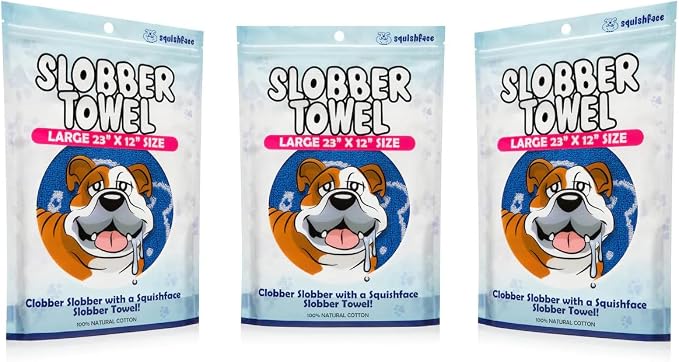 Squishface Slobber Towel – 100% Cotton Dog Drool Towel 23x12