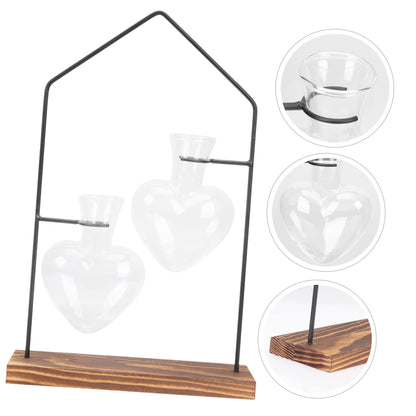 YARNOW 1set Glass Hydroponic Planter Iron Stand for Indoor Plant Terrarium Elegant Decoration for Home Office and Events Unique Scandinavian Design