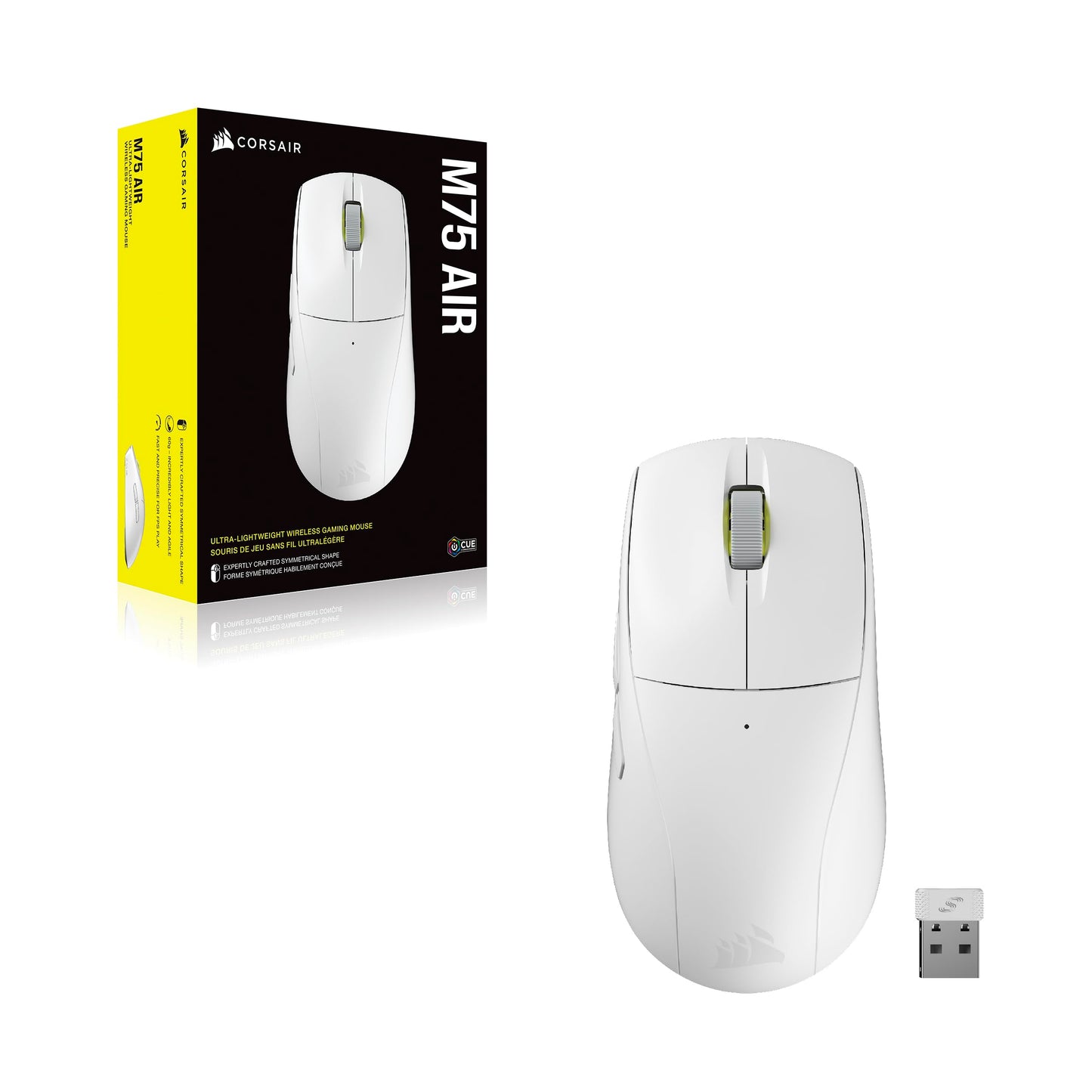 Corsair M75 AIR Wireless Ultra Lightweight Gaming Mouse – 2.4GHz & Bluetooth – 26,000 DPI – Up to 100hrs Battery – iCUE Compatible – Black