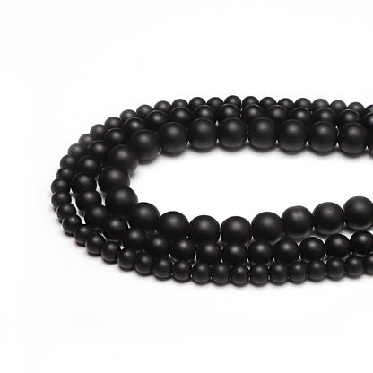60pcs 6mm Natural Matte Black Onyx Agate Gemstone Beads Energy Healing Crystal Round Loose Stone Beads for Jewelry Making, DIY Bracelets Necklaces