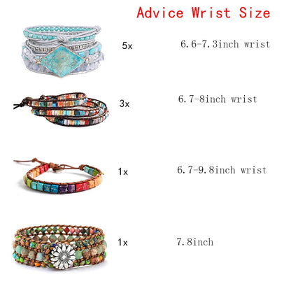 YGLINE Boho Handmade Wrap Leather Tube Crystal Stone Bracelet for Women (3 wrap-mix stone)