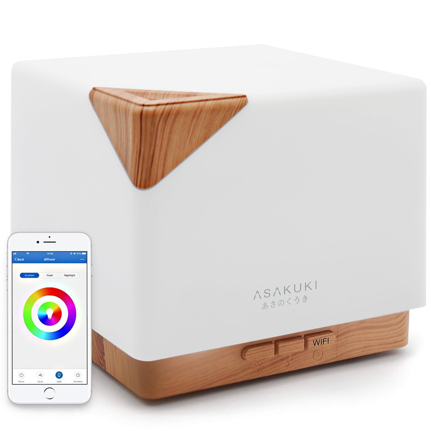 ASAKUKI 700 ml Premium Essential Oil Diffuser, 5 in 1 Ultrasonic Aromatherapy Fragrant Oil Vaporizer Humidifier, Timer and Auto-Off Safety Switch, 7 LED Light Colors