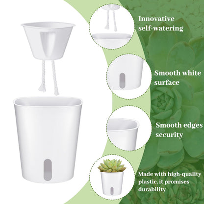 Bruislard 20 PCS 3 Inch Self Watering Pots for Indoor Plants, Plastic Flower Plant Pot with Level Indicator Vents, Self Watering Plant Pot for Flowers