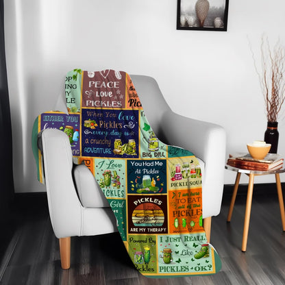 FOTSTA Pickle Blanket Gifts for Pickle Lovers Kids Funny Pickles Themed Plush Blankets Flannel Pickles Stuff Throw Blanket Gifts for Girls Boys Women Men Adults Bed Living Room Decorations 50"X40"