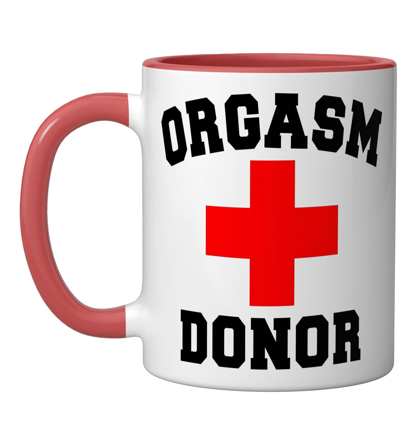 PRIDE ORGASM DONOR DISPENSER FUNNY HALLOWEEN COSTUME MEN BOY Ceramic Mug, Red/White