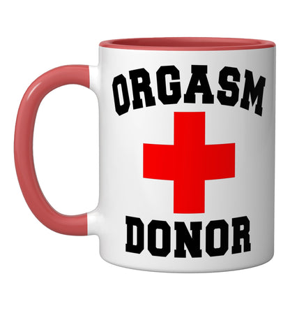 PRIDE ORGASM DONOR DISPENSER FUNNY HALLOWEEN COSTUME MEN BOY Ceramic Mug, Red/White
