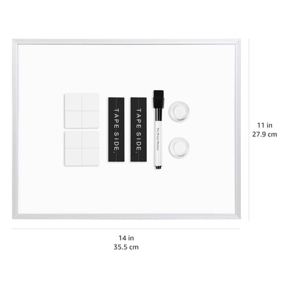 Amazon Basics Small Dry Erase Whiteboard, Magnetic Bulletin Board, with Marker and Magnets, 11"W x 14"H, Aluminum Frame