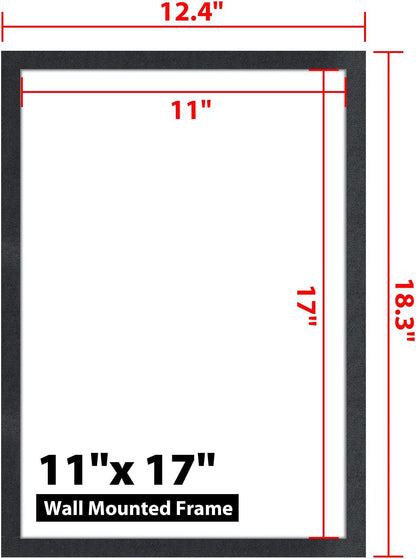 11"x 17" Self Adhesive Magnetic Sign Holder, Double Sided Window Magnetic Display Frame with Clear PVC and Strong Magnetic for Office/Store/Door/Glass/Refrigerator Display Frame(Black, 5Pack)