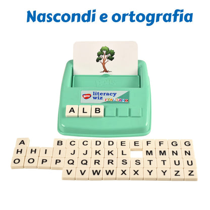 BOHS Italian Literacy Wiz Fun Game - See and Hide Spelling - 60 Flash Cards - Preschool Language Learning Educational Toys