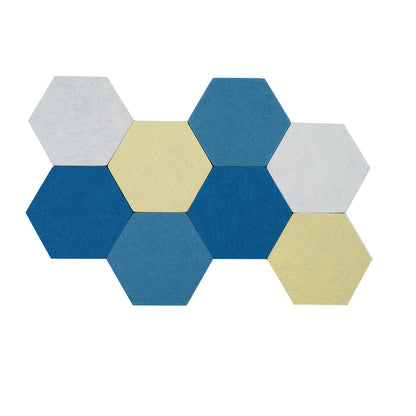 Afumazi 8Pcs Hexagon Felt Cork Board Tiles Self Adhesive Bulletin Board, Pin Board for Wall Decor Memos Photos Display (Set A)
