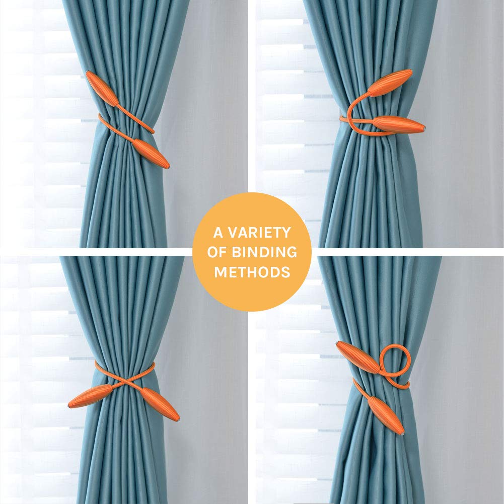 NICEEC 4 Pack DIY Curtain Tiebacks Clips Crystal Decorative Creative Twist Drape Tie Backs European Style Random Modelling Curtain Holdbacks for Home Kitchen Office Window Drapery (Orange)