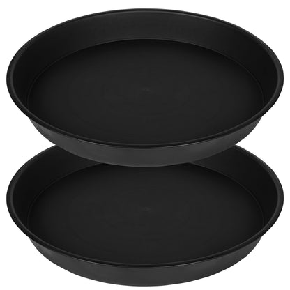 Bleuhome 2 Pack of 14 inch Plant Saucer, Heavy Duty Round Plant Trays for Pots, Plastic Plant Water Tray, Flower Plant Saucers for Indoors, Pot Drip Trays for Planter 12-14" (14", Black)