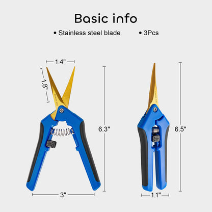 GROWNEER 6 Packs 6.5 Inch Pruning Shears with Curved Blades Trimming Scissors For Gardening Hand Pruning Snips Titanium Coated Precision Blades