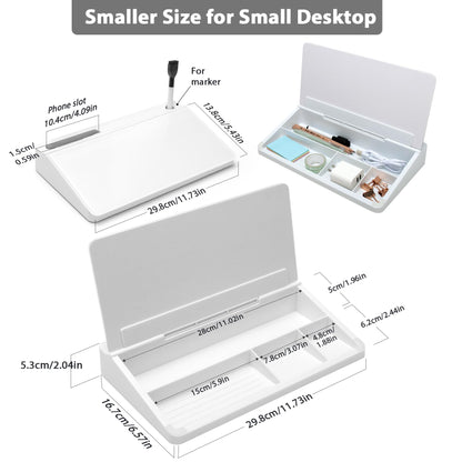 Varhomax Glass Desk Buddy Whiteboard with Storage, Small Dry Erase Desktop White Board Caddy to-do List Memo Notepad for Office, School and Home Office Supplies