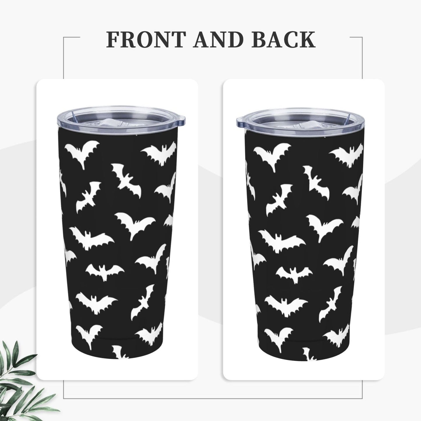 Perinsto Bats Halloween 20oz Travel Tumbler With Lid And Straw, Stainless Steel Tumblers Insulated Coffee Cup Mug Gift For Men Women