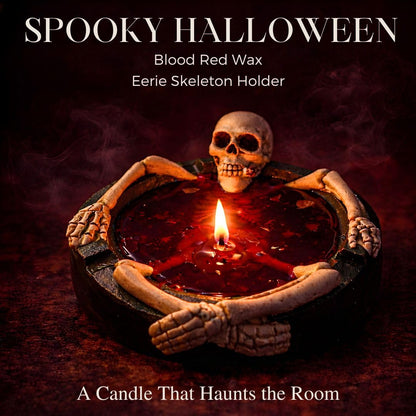 Skeleton Halloween Scented Candle, 13.5oz (385g) Spooky Decorative Skull Bowl Candle, Soy Wax Blend with Cotton Wick, Gothic Halloween Home Decor Centerpiece – Paris in Reverse Scent