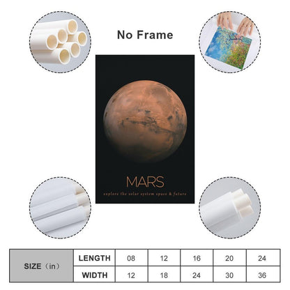 LGDSBHH Minimalist Mars Solar System Canvas Wall Art - Educational Space Planet Poster - Science Classroom & Kids Bedroom Decor - 12x18 Inch (Unframed)