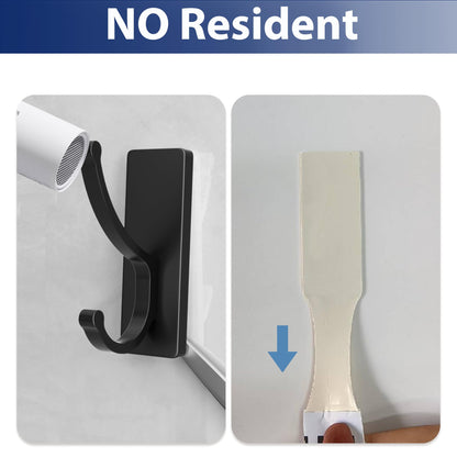 pickpiff Adhesive Wall Hooks with Strip - No Residue, Easy to Remove, Strong Heavy Duty Sticky Towel Hook, 4 Pack Black